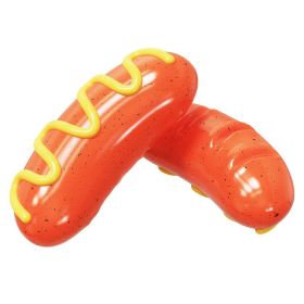 2023 New Sausage Dog Chew Toys TPR Indestructible Dog Toothbrush Toy Squeaky Fun Interactive Dog Toy for All Dogs (Color: 2 pieces)