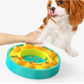 Dog Pets Puzzle Toys Slow Feeder Interactive NonSlip Bowl Pet Dogs Training Game (Color: Lake Blue Roulette)