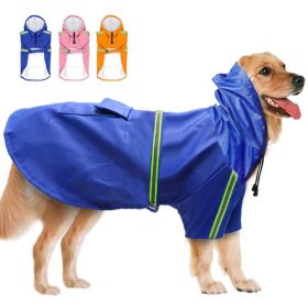 Waterproof Dog Raincoat Leisure Lightweight Dog Coat Jacket Reflective Rain Jacket with Hood for All Dogs (Color: Blue)