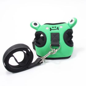 Breathable small dog chest back retractable dog leash with frog harness (Specification (L * W): M, colour: Calf+traction rope)