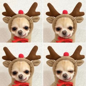 Christmas Dog Winter Warm Clothing Cute Plush Coat Hoodies Pet Costume Jacket For Puppy Small Dog Clothing (Color: Coffee, size: L)