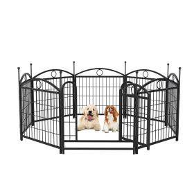 Dog Playpen Indoor 24 inch 8 Panels Metal Dog Fence Outdoor Exercise Pen with Doors (Color: as Pic)