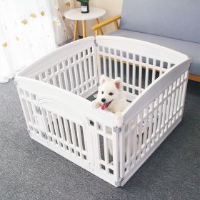 Pet Playpen Foldable Gate for Dogs Heavy Plastic Puppy Exercise Pen with Door Portable Indoor Outdoor Folding Cage 4 Panels (Color: White)