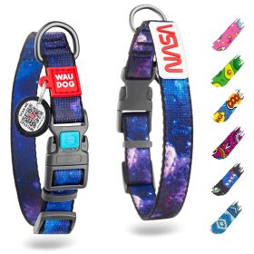 Nylon Dog Collar Adjustable for Large Dogs Small Medium Dogs Collar with Durable Plastic Buckle (Color: NASA, size: 14-23" Neck x 1" Wide)