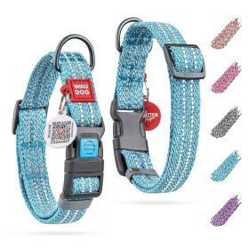 Reflective Cotton Dog Collar Eco Friendly Alt to Nylon Collar for Small Medium and Large Dogs (Color: Blue, size: 10-16" Neck x 4/5" Wide)