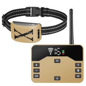 Wireless Electric Dog Fence Waterproof Pet Shock Boundary Containment System Electric Training Collar (Color: gold, Type: Fence with 1 collar)