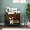 Modern Kennel, Dogs room up to 60 LB, Dog crate furniture with Multi-Purpose Removable Tray, Double-Door Dog House