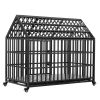 52" Heavy Duty Dog Crate, Strong Metal Dog Kennels and Crates with 4 Lockable Wheels