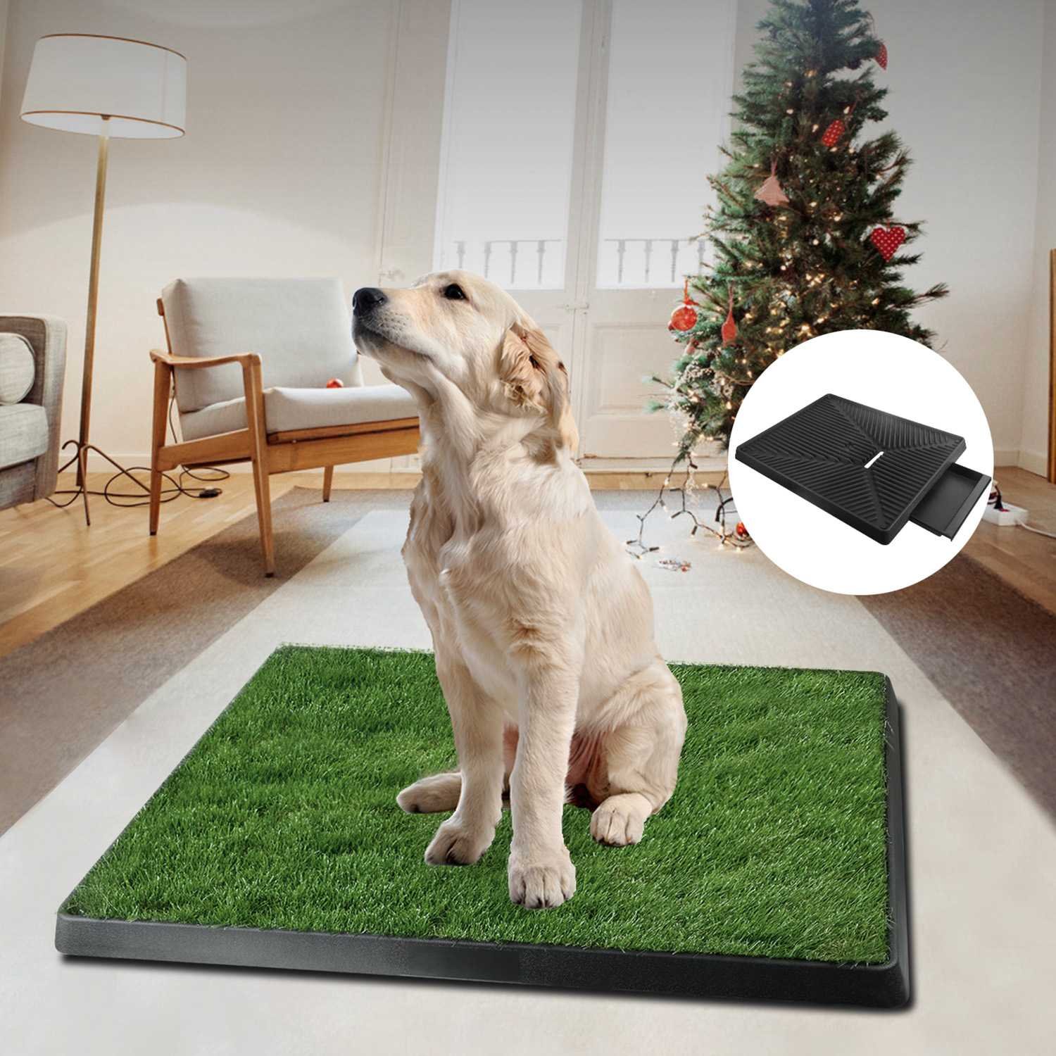 1Pc Dog Potty Training Artificial Grass Pad Pet Toilet Trainer Mat Puppy Loo Tray Turf For Small Medium Dogs Indoor Outdoor Use (Option: Black)