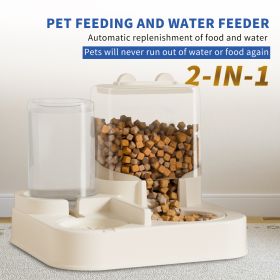 Transparent And Visible Pet Feeding And Drinking Dispenser, Automatically Refilling Food And Water, Caring For Every Moment, Allowing Owners To Travel (Option: White)