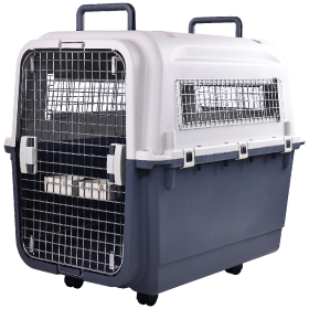 Only Supports Self Pickup  Plastic Dog Kennel, Pet Transport, Rolling Plastic Airline Approved Wire Door Travelling Dog Crate, Small-Medium-Large (Option: XLarge)