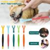 Three Sided Pet Toothbrush Three-Head Multi-angle Toothbrush Brush Bad Breath Teeth Care Tool