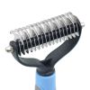 Pet Grooming Tool 2 Sided Undercoat Rake for Dogs - Safe Dematting Comb for Easy Mats & Tangles Removing -Pet Brush-Grooming Tool
