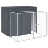 Dog House with Run Anthracite 84.3" x 99.6" x 71.3" Galvanized Steel
