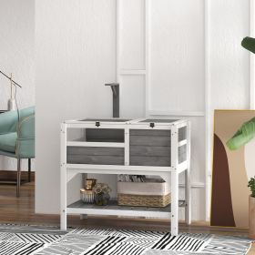 Tortoise Habitat with Shelf Storage Tortoise Gift Accessory with Weather Protection for Indoor (Option: Light Gray-870x555x190 mm)