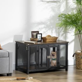 Dog Crate Furniture with Soft Cushion (Option: Brown-980x600x120 mm)