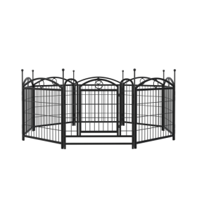 Dog Playpen Indoor 24 Inch 8 Panel Metal Dog Playpen (Option: Black)