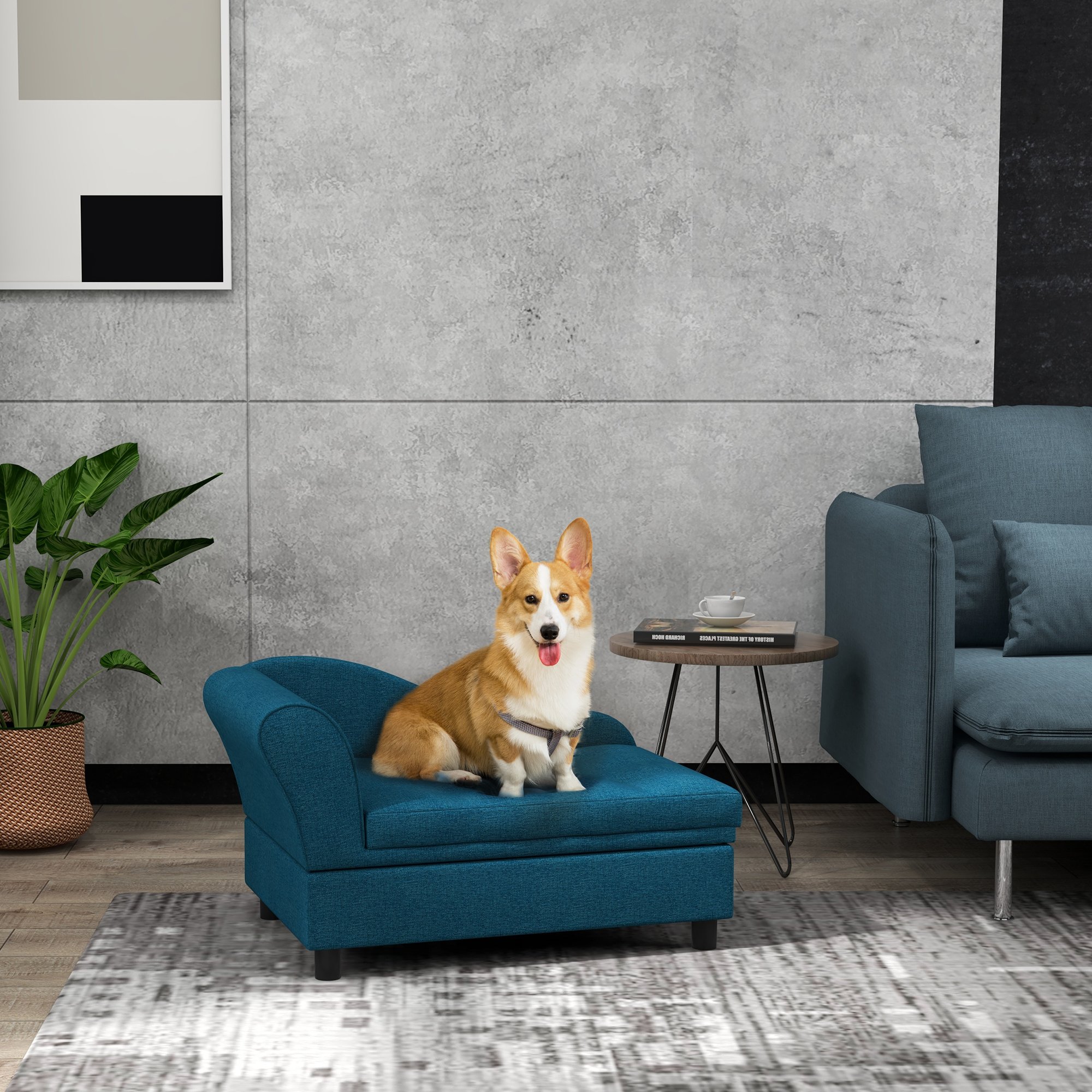 Pet Sofa Dog Sofa for Small Dogs with Storage (Option: Blue-740x485x165 mm)