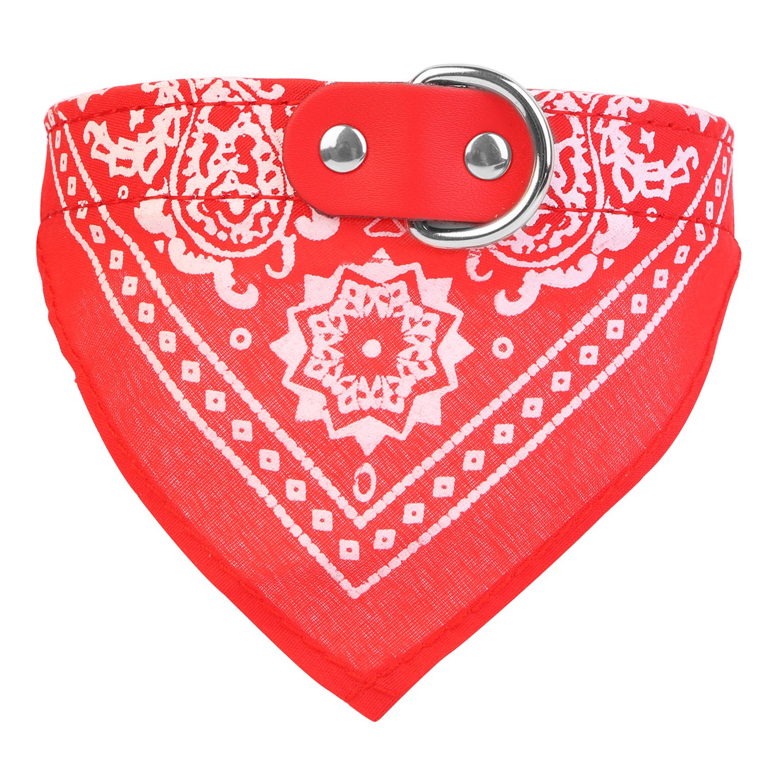 1Pc Adjustable Bandana Leather Pet Collar Triangle Scarf (Option: Red L)