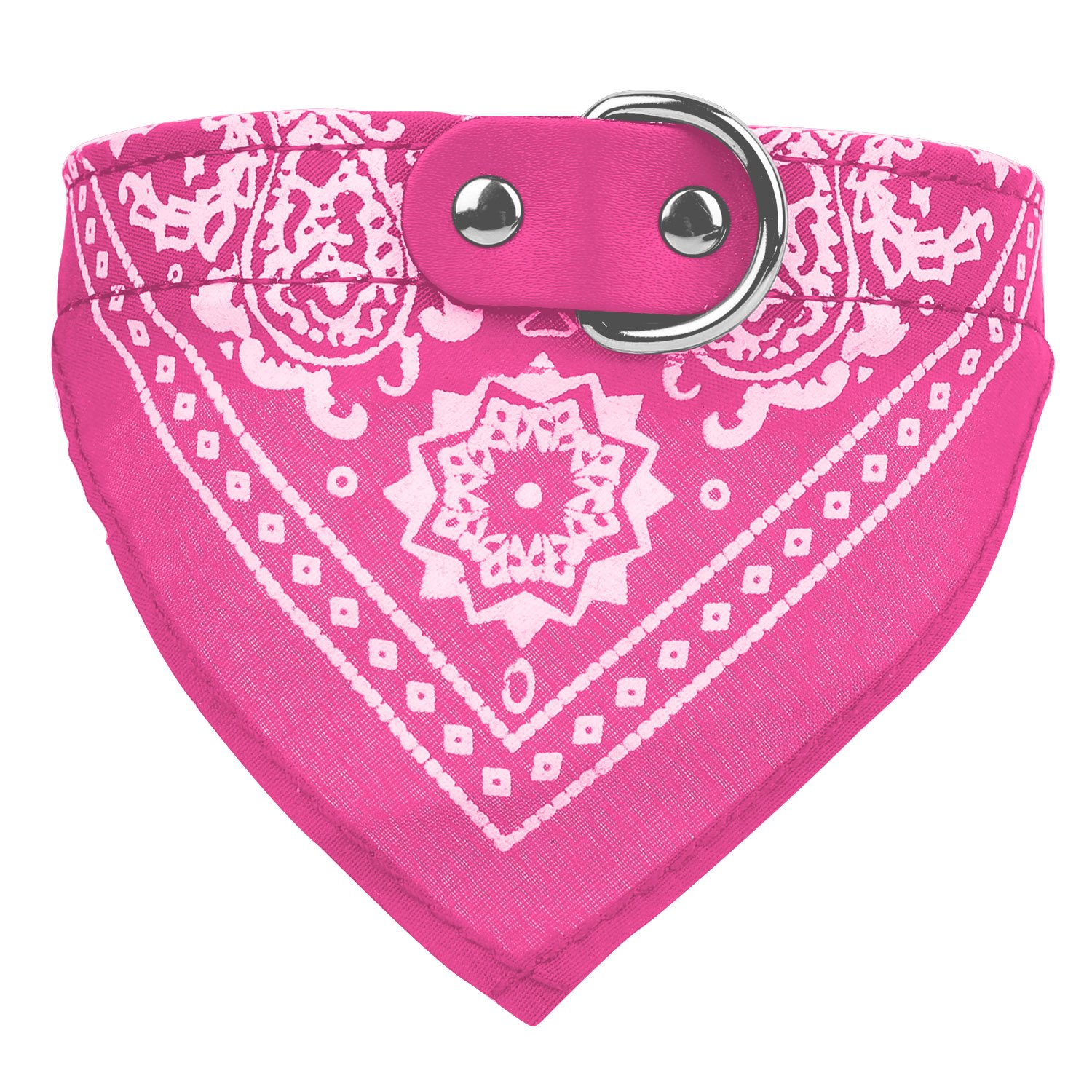 1Pc Adjustable Bandana Leather Pet Collar Triangle Scarf (Option: Pink M)