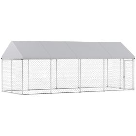 Heavy Duty Outdoor Dog Kennel With Waterproof Roof, Secure Latch, Chain Link Dog Run For Backyard, 19.7 X 7.5 X 7.9 (Option: Grey)